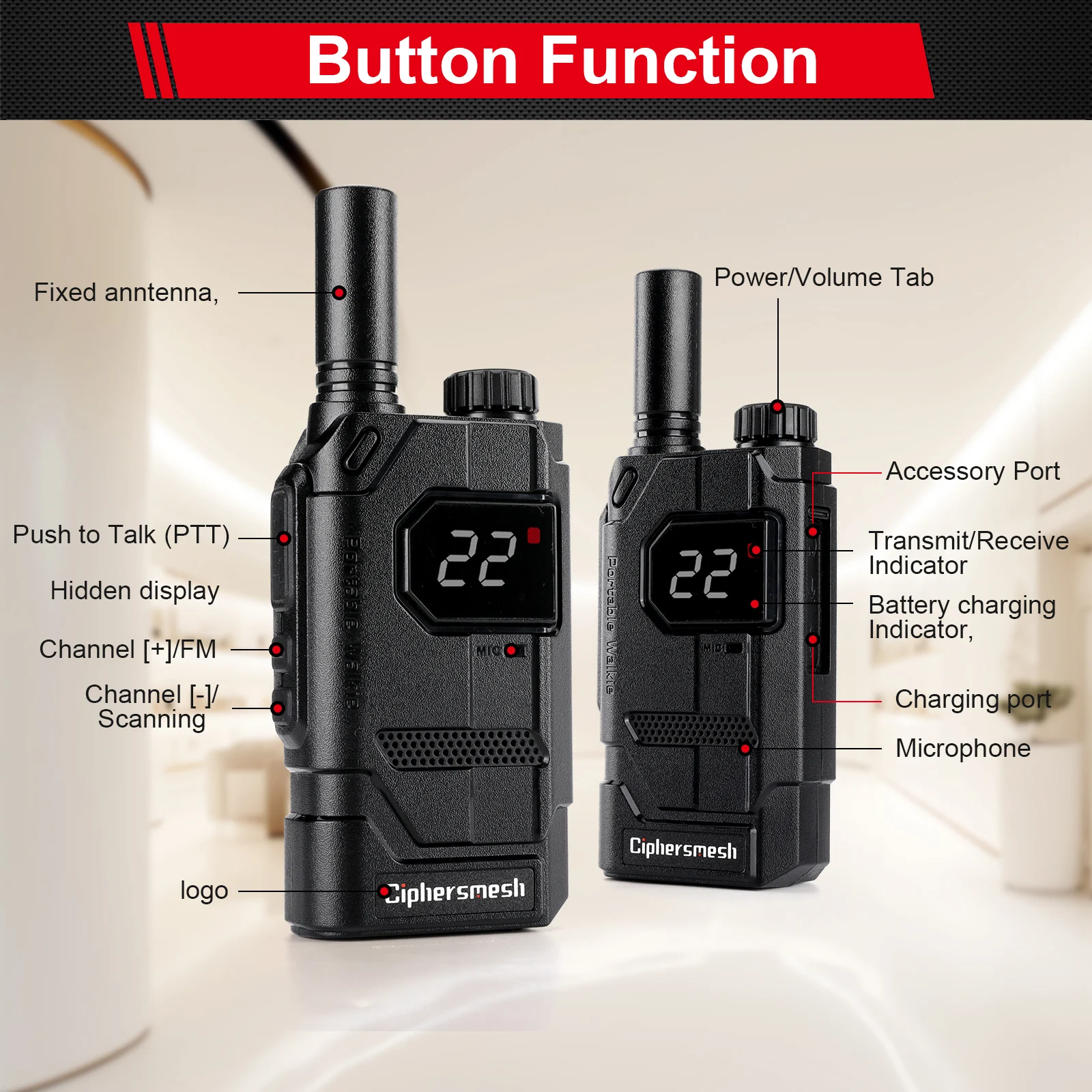 CAP310 Business 22 Channels Two-Way Radio EzCarry for Hotel, Education, Restaurant- 2/4/6/8 pieces - Image 2