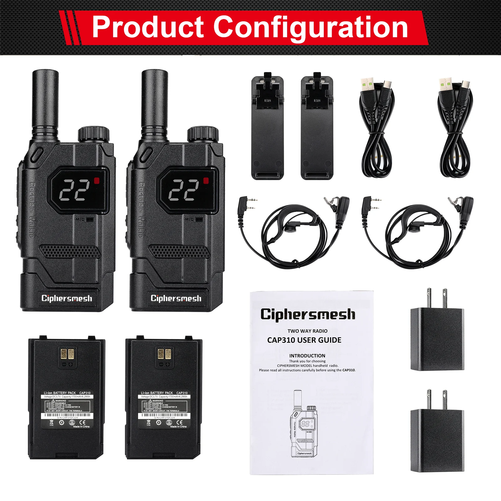 CAP310 Business 22 Channels Two-Way Radio EzCarry for Hotel, Education, Restaurant- 2/4/6/8 pieces - Image 9